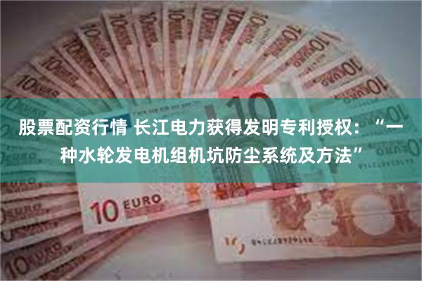 股票配资行情 长江电力获得发明专利授权：“一种水轮发电机组机坑防尘系统及方法”