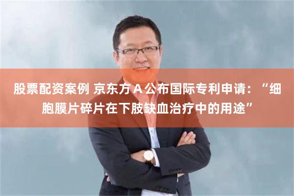 股票配资案例 京东方Ａ公布国际专利申请：“细胞膜片碎片在下肢缺血治疗中的用途”