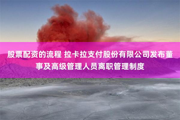 股票配资的流程 拉卡拉支付股份有限公司发布董事及高级管理人员离职管理制度
