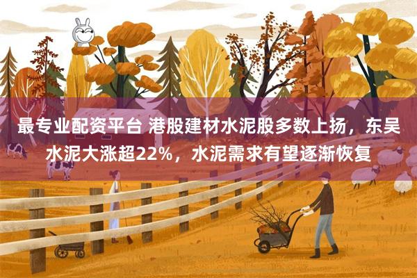 最专业配资平台 港股建材水泥股多数上扬，东吴水泥大涨超22%，水泥需求有望逐渐恢复