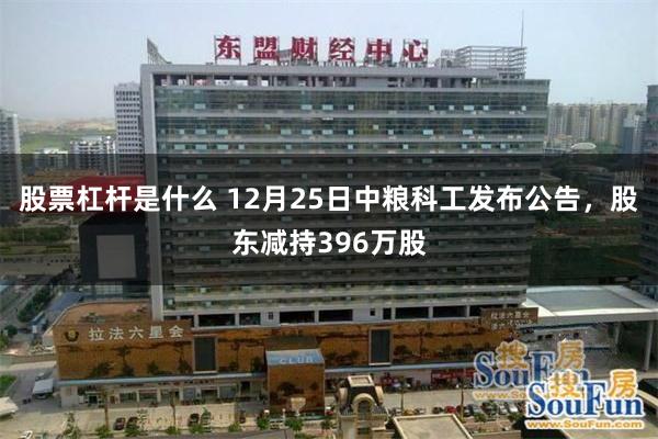 股票杠杆是什么 12月25日中粮科工发布公告，股东减持396万股