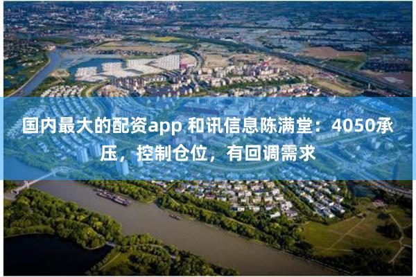 国内最大的配资app 和讯信息陈满堂：4050承压，控制仓位，有回调需求