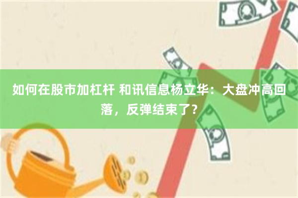 如何在股市加杠杆 和讯信息杨立华：大盘冲高回落，反弹结束了？