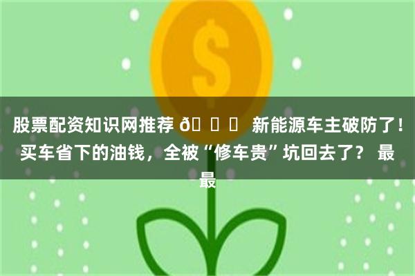 股票配资知识网推荐 🚗 新能源车主破防了！买车省下的油钱，全被“修车贵”坑回去了？ 最
